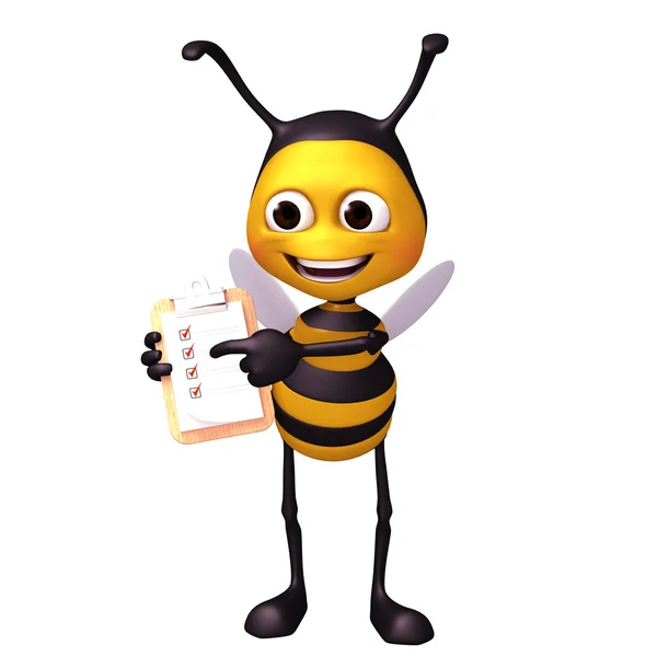 Bee met selectievakje Opmerking — Stockfoto