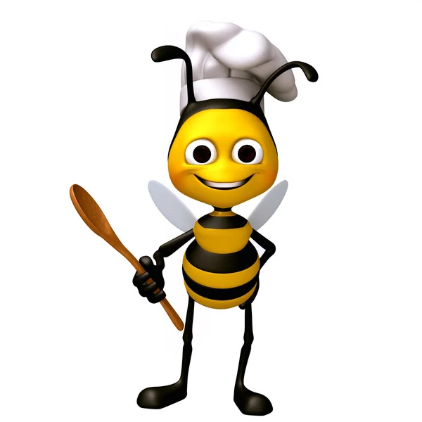 Chef de abelha com espátula alimentar — Fotografia de Stock
