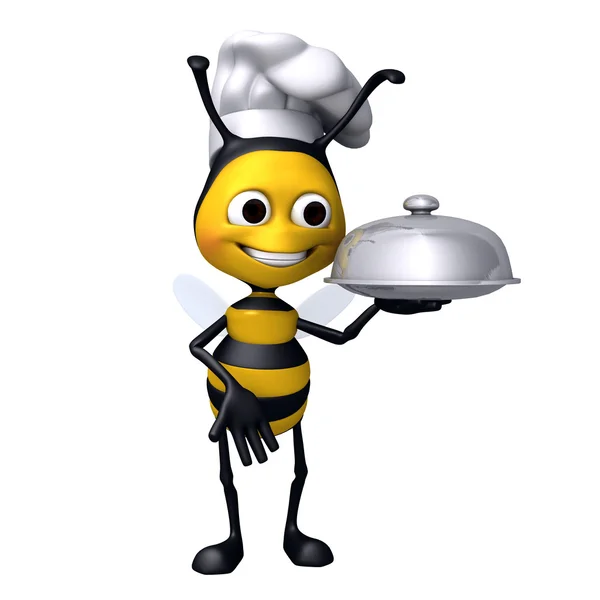 Chef de abeja con placa del alimento — Stok fotoğraf