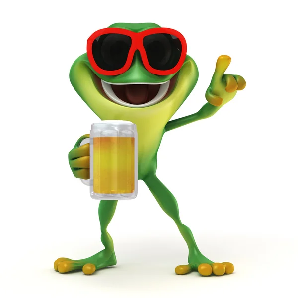 Frog  party and beer — Stock Photo, Image