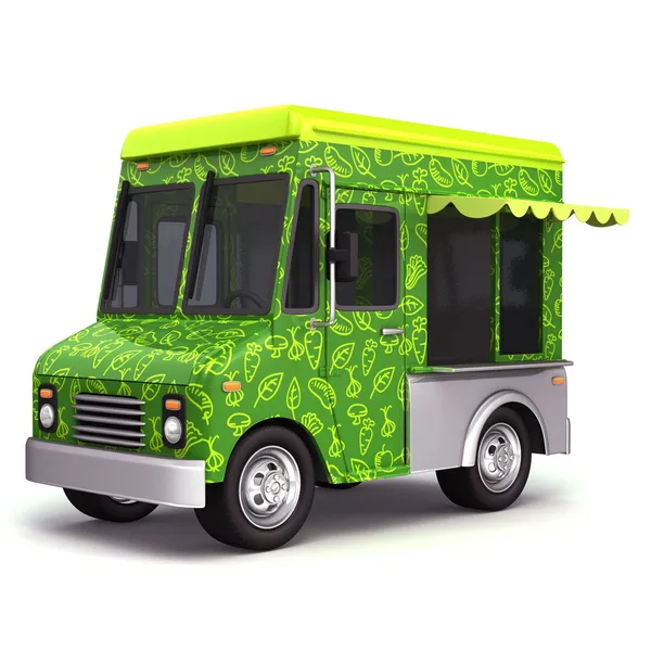 Camião de comida verde — Fotografia de Stock