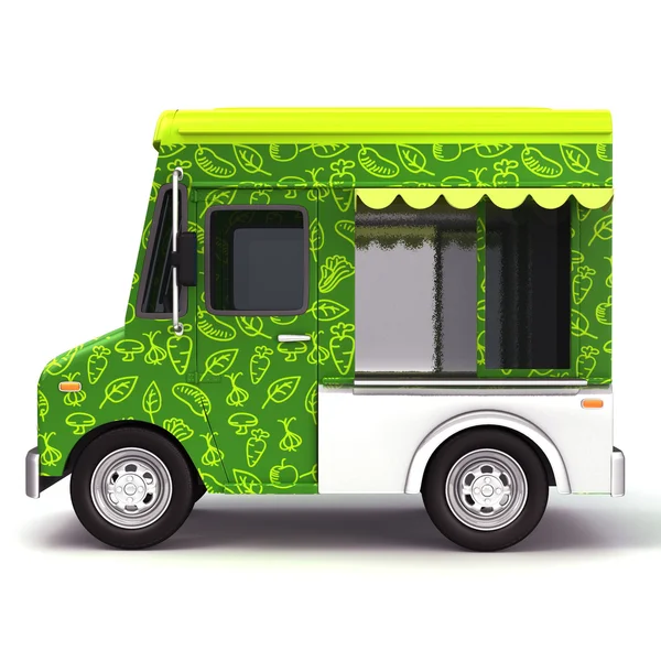Green Food truck — Stock Photo, Image