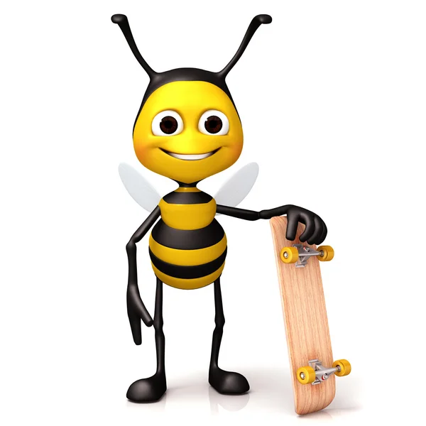 Bee hålla en skate board — Stockfoto