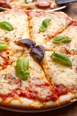 dilimlenmiş pizza margarita