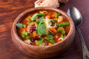 Minestrone Soup with Pasta, Beans and Vegetables clipart