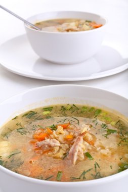 iki porsiyon: mercimekli tavuk çorbası