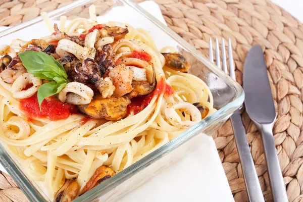 Zeevruchten pasta — Stockfoto