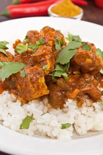 Hühnercurry mit Reis — Stockfoto