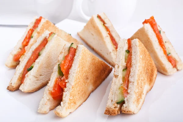 Six salmon club  sandwiches — Stock Photo, Image