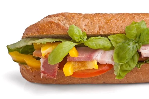 Baguette sandwich with meat — Stock Photo, Image