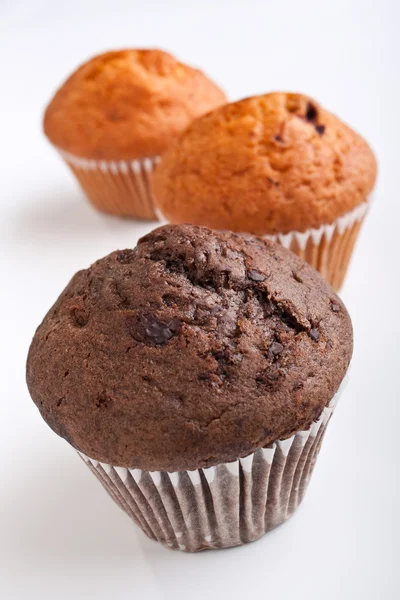 Drie muffins in een rij — Stockfoto