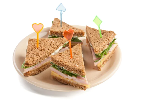 Sandvișuri pe pâine integrală sănătoasă din grâu — Fotografie, imagine de stoc