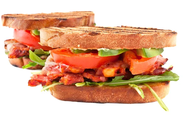 Sandwiches mit Speck, Salat und Tomaten — Stockfoto