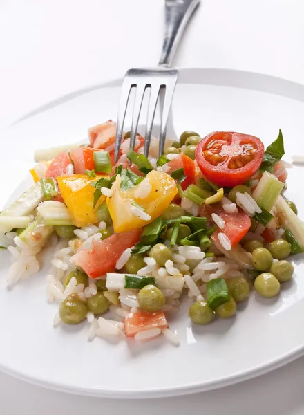 Jumping Joe salad - rice, peppers, green peas — Stock Photo, Image