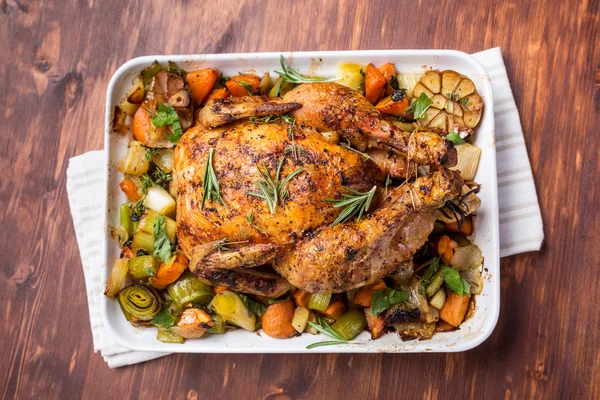 Rustic Roast Chicken — Stock Photo, Image