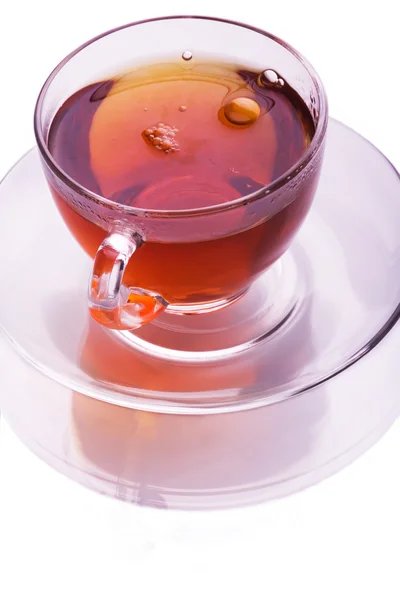 Black tea in a glass cup — Stock Photo, Image