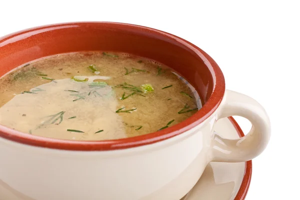 Serving of lentil chicken soup — Stock Photo, Image
