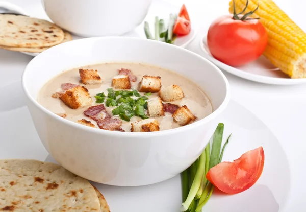 Puree zupa krem z kukurydzy — Zdjęcie stockowe