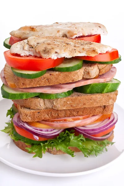 Stack of sandwiches on a plate — Stock Photo, Image