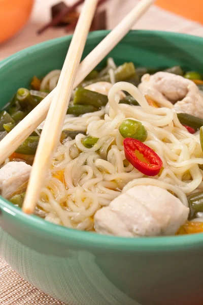 Noodle and chicken soup — Stock Photo, Image