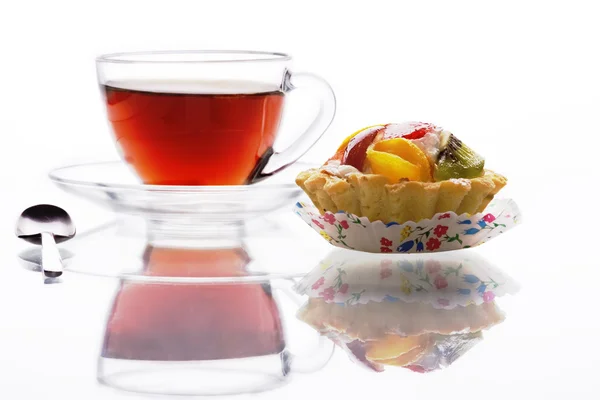 Black tea in a glass cup — Stock Photo, Image