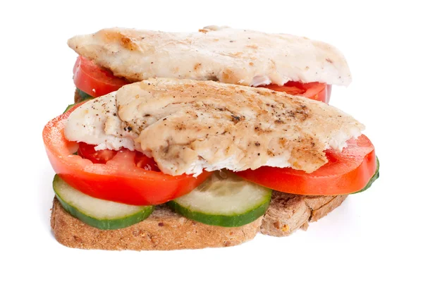 Whole wheat chicken sandwich — Stock Photo, Image