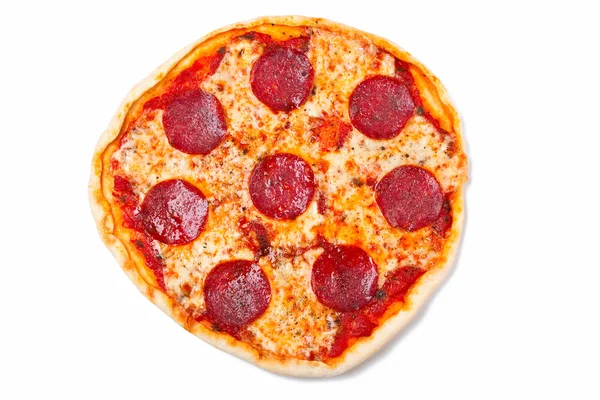 Sliced salami pizza — Stock Photo, Image