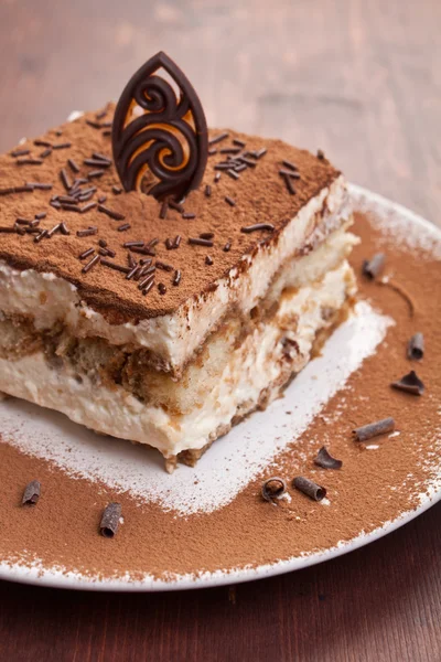 Del av italiensk dessert tiramissu — Stockfoto