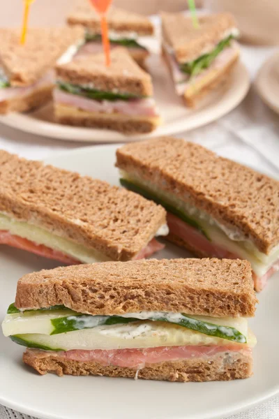 Sandwiches on healthy whole wheat bread — Stock Photo, Image