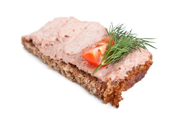 Fullkornsbröd smörgås med leverpastej — Stockfoto