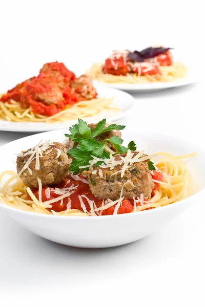 Three servings of spaghetti — Stock Photo, Image
