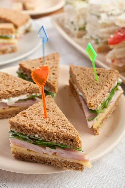 Sandwiches on healthy whole wheat bread — Stock Photo, Image