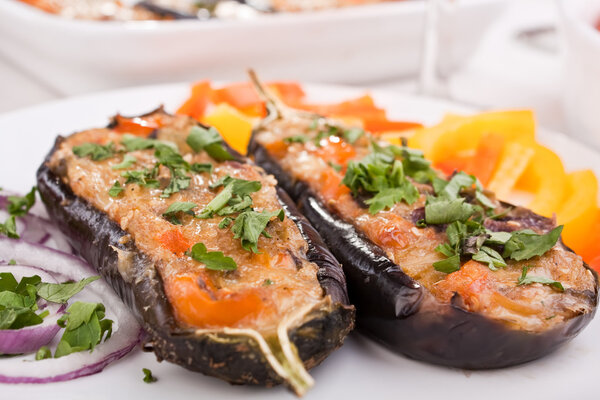 Stuffed with cheese aubergines