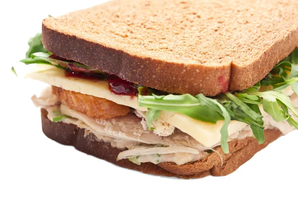 Teljes kiőrlésű egészséges pulyka szendvics — Stock Fotó