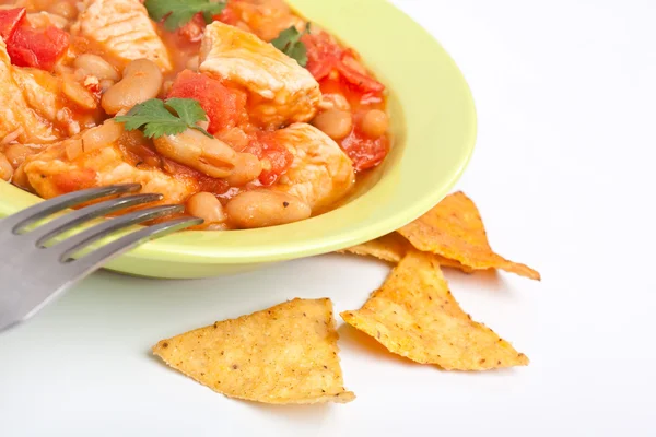 Peperoncino di tacchino con nacho — Foto Stock