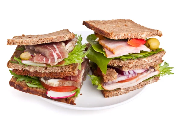 Sandwiches with pork — Stock Photo, Image