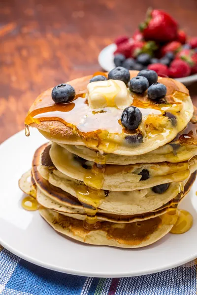 American Blueberry Pancakes — Stock Photo, Image