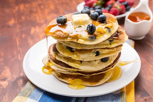 American Blueberry Pancakes — Stock Photo, Image