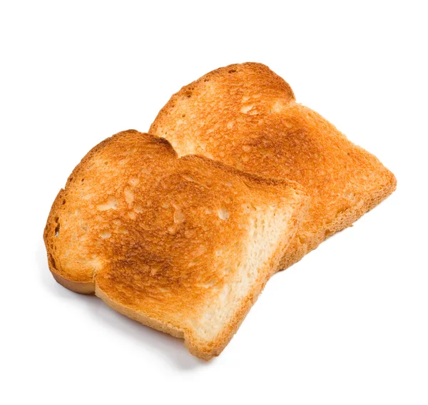 Two crispy white bread toasts — Stock Photo, Image