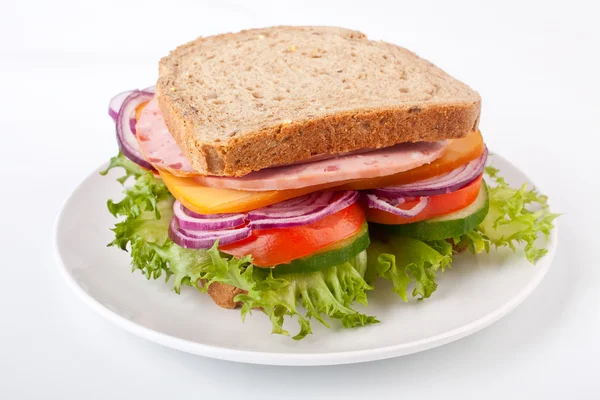 Whole wheat sandwich — Stock Photo, Image