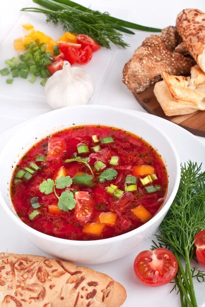 Zupa jarzynowa czerwonych buraków — Zdjęcie stockowe