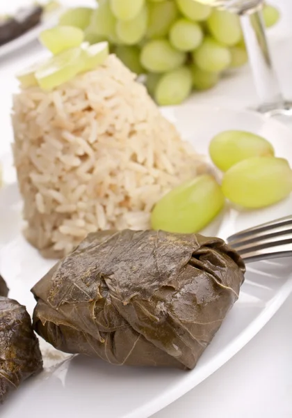 Grape leaves with rice — Stock Photo, Image
