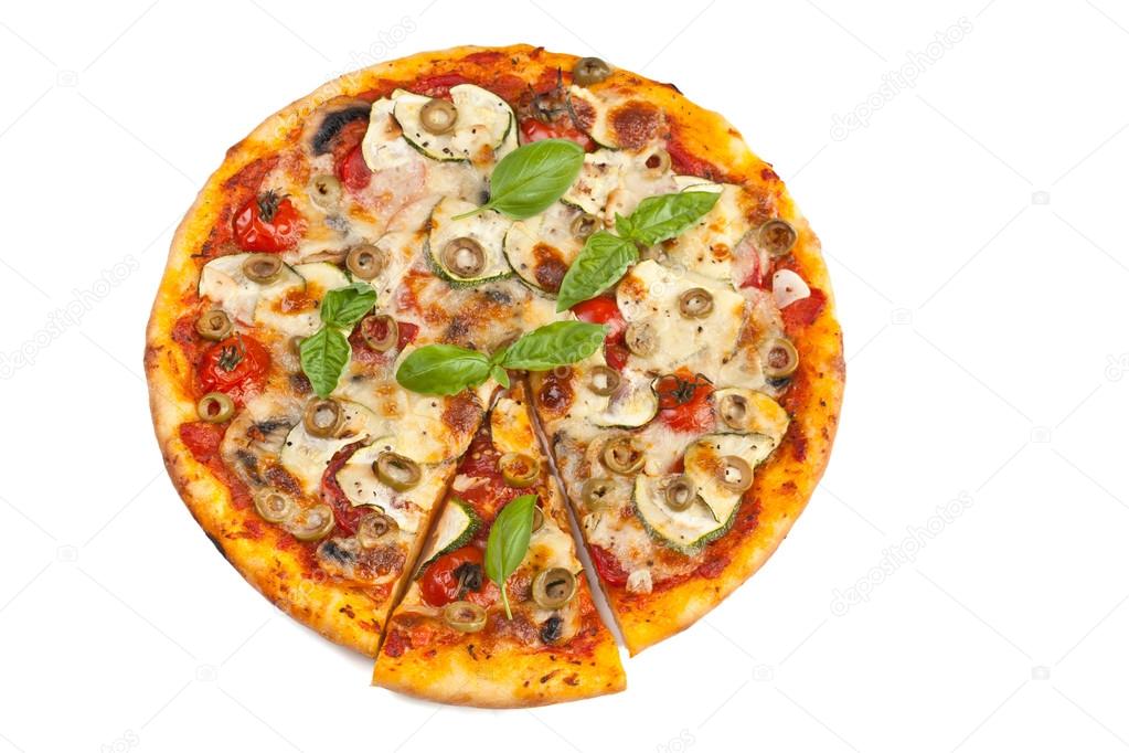 Vegetables and mushrooms vegetarian pizza