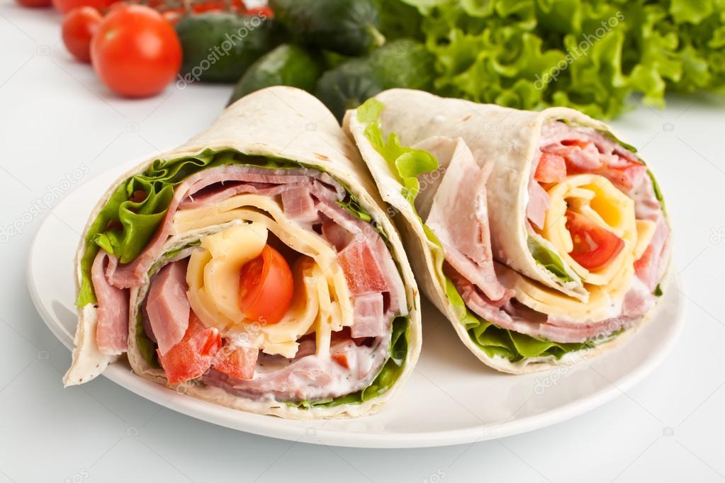 Wrapped tortilla sandwich rolls