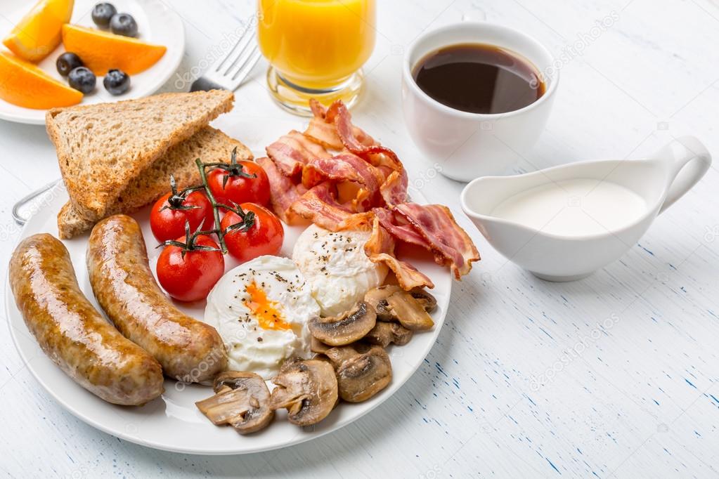 Full English Breakfast with Poached Eggs