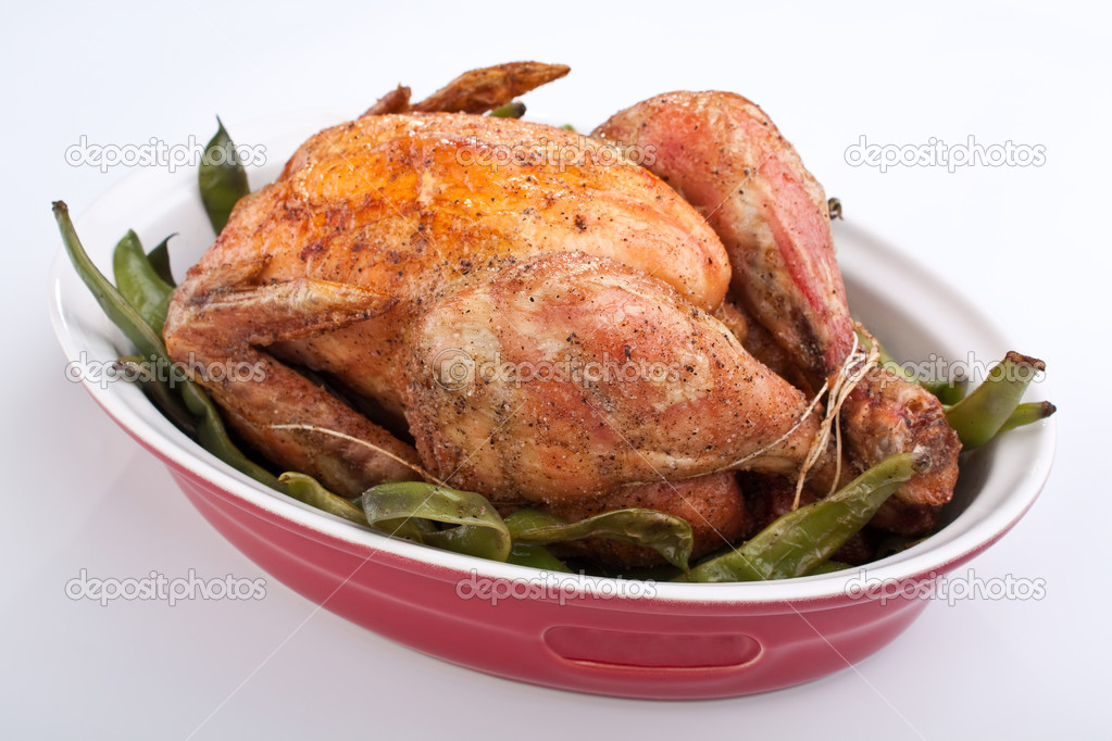 roasted chicken with green beans