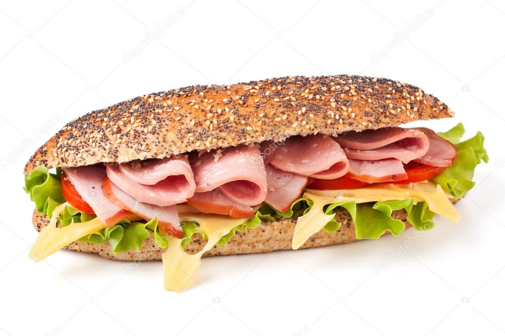 Baguette sandwich with lettuce