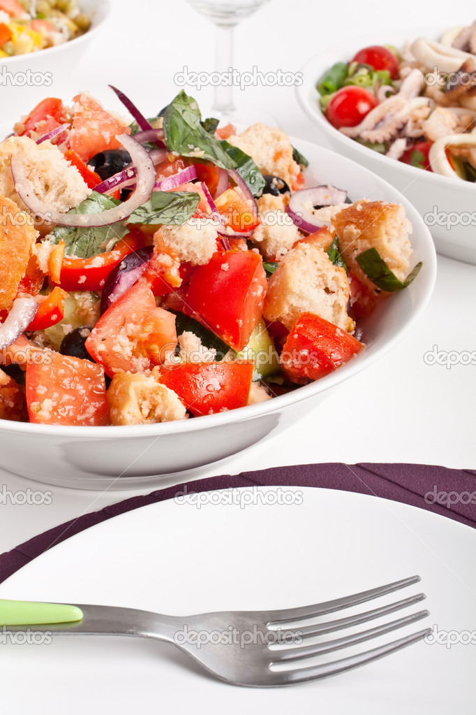 Bowl of Panzanella bread salad