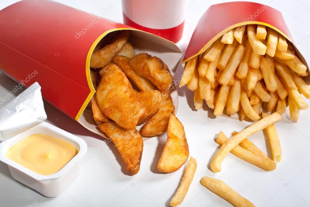 group of fast food with fries