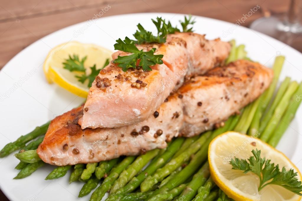 Healthy salmon with coriander garnished